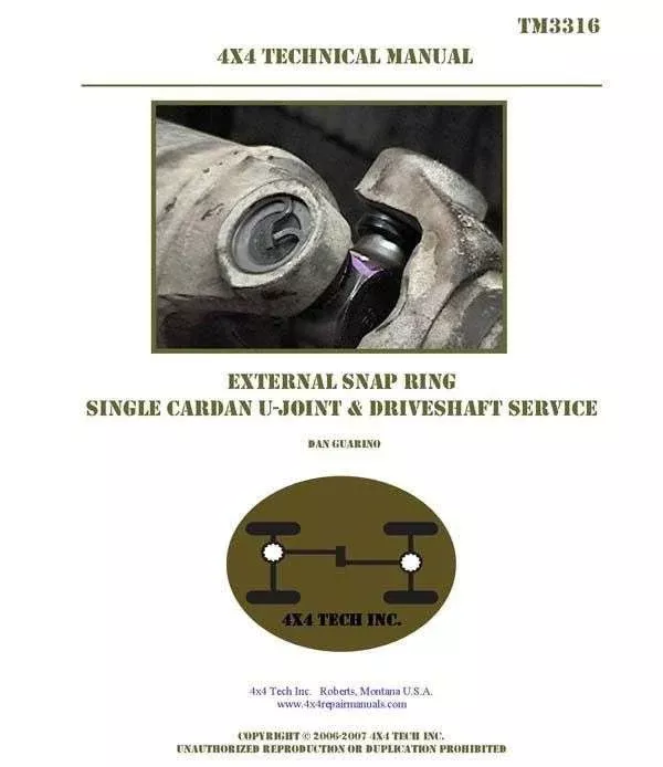 TM3316 External SR Single Cardan U-Joint and Driveshaft Service Manual