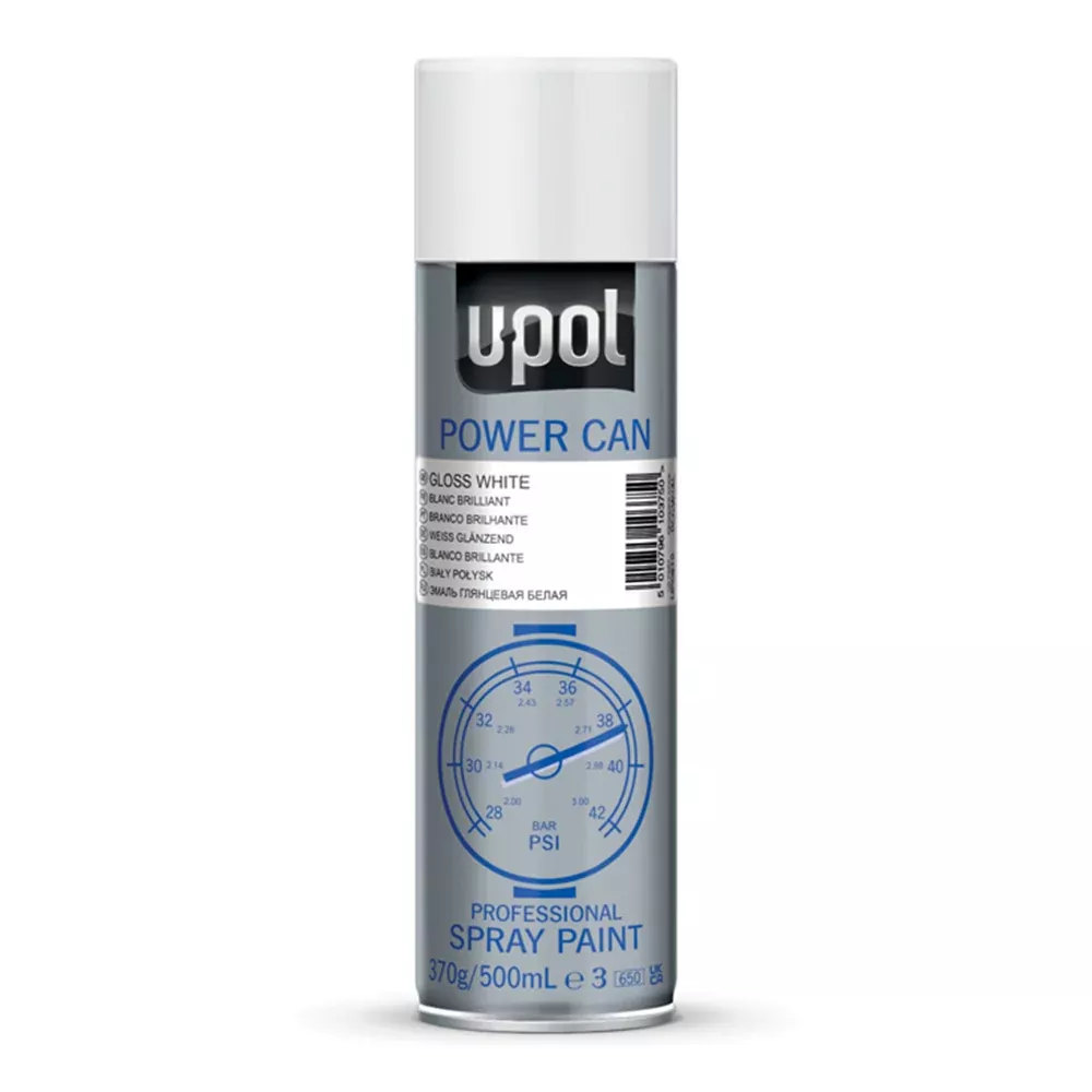 U-POL Power Can Top Coat Spray Paint Gloss White 500ml Aerosol