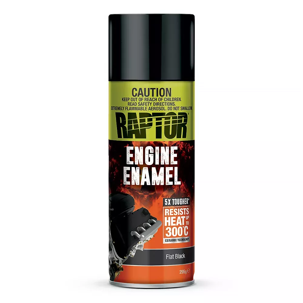 U-POL Raptor High Temp Engine Enamel Spray Paint Aerosol 295g Flat Black