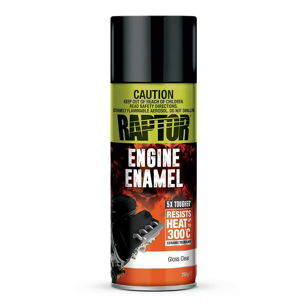 U-POL Raptor High Temp Engine Enamel Spray Paint Aerosol 295g Gloss Clear