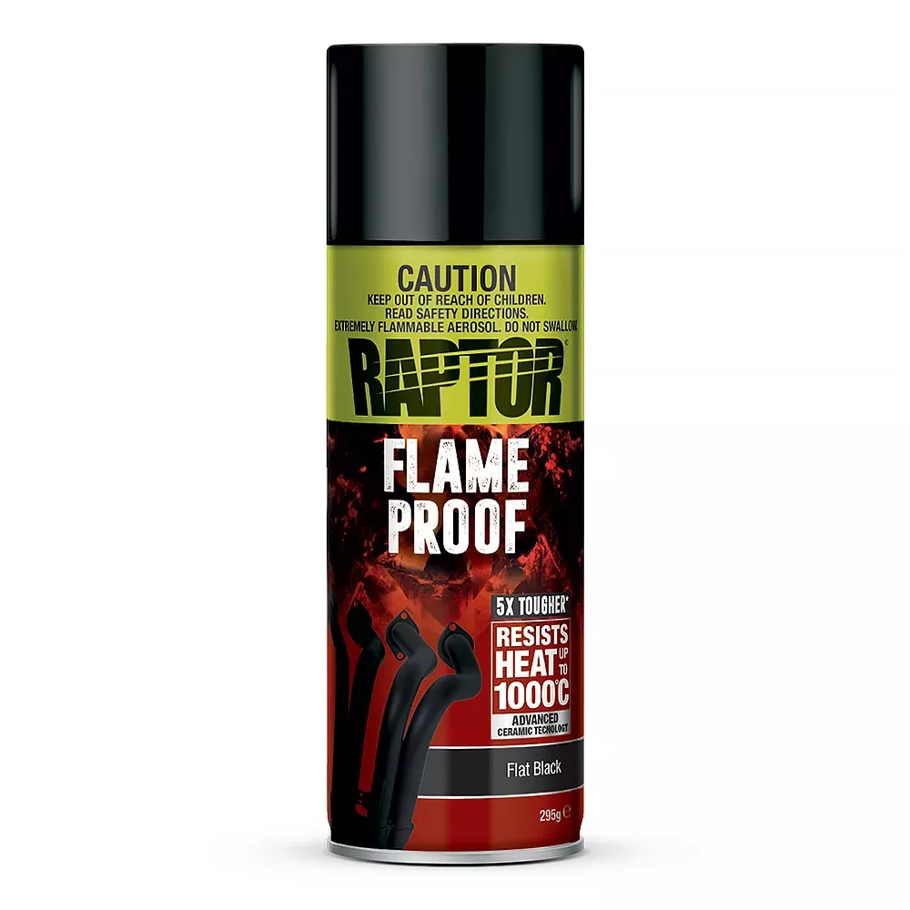 U-POL Raptor High Temp Flameproof Spray Paint Aerosol 295g Flat Black