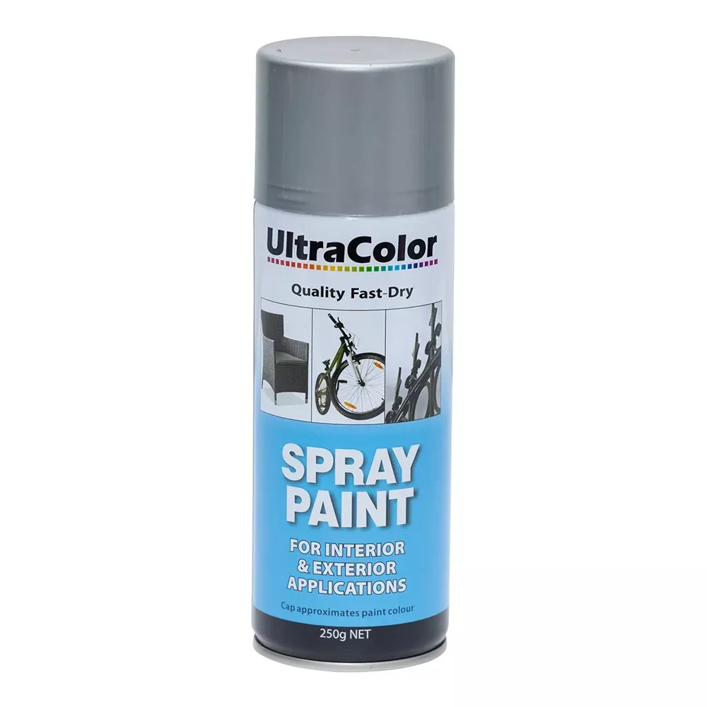 ULTRACOLOR Spray Paint Fast Drying Interior Exterior 250g Silver Cans