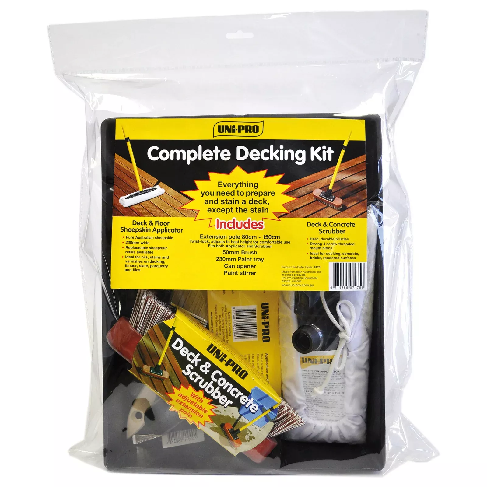 UNi-PRO Complete Decking Roller Kit 230mm 7 Piece Timber Oil Set