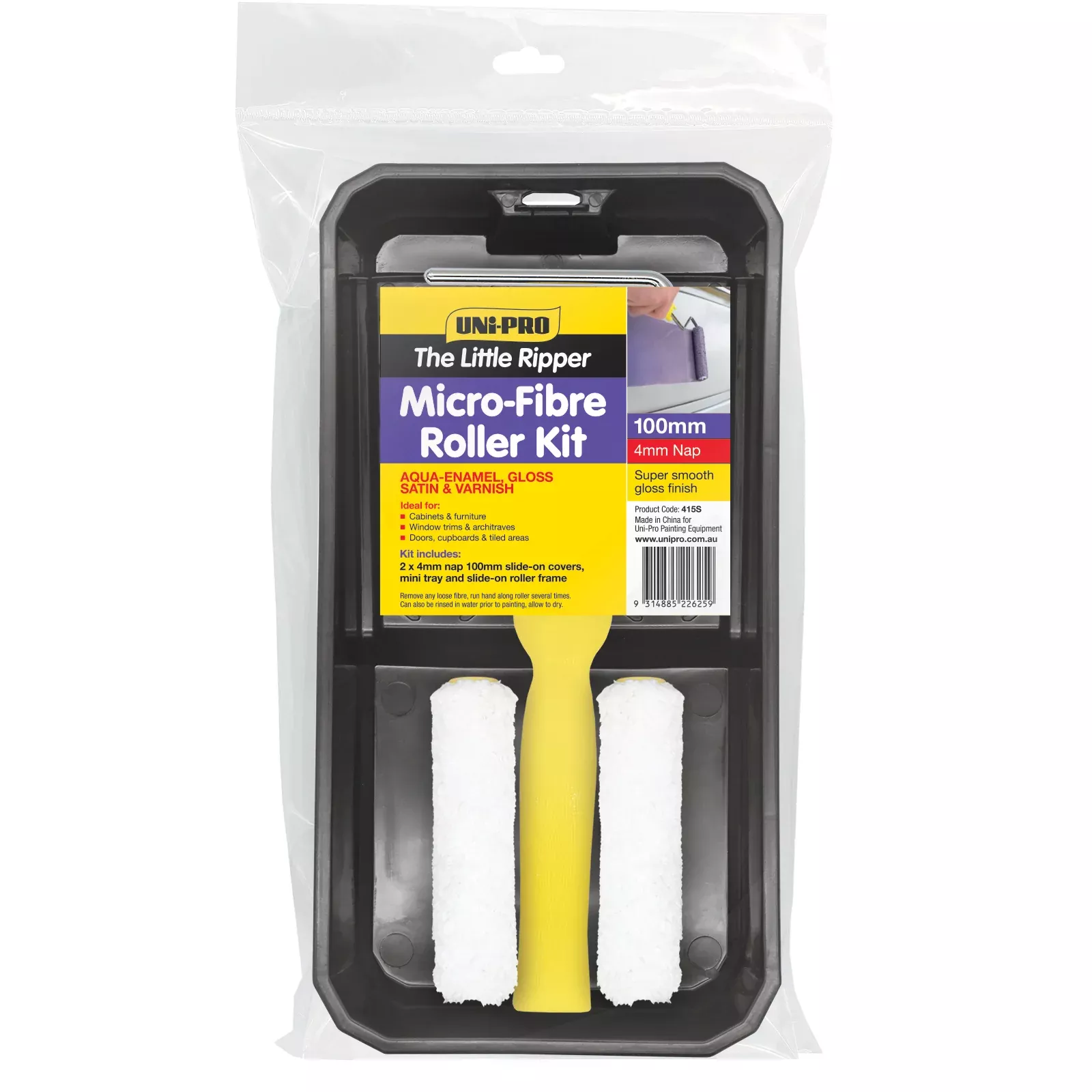 UNI-PRO Complete Microfibre Roller Kit 100mm x 4mm Nap Ultra Smooth Finish