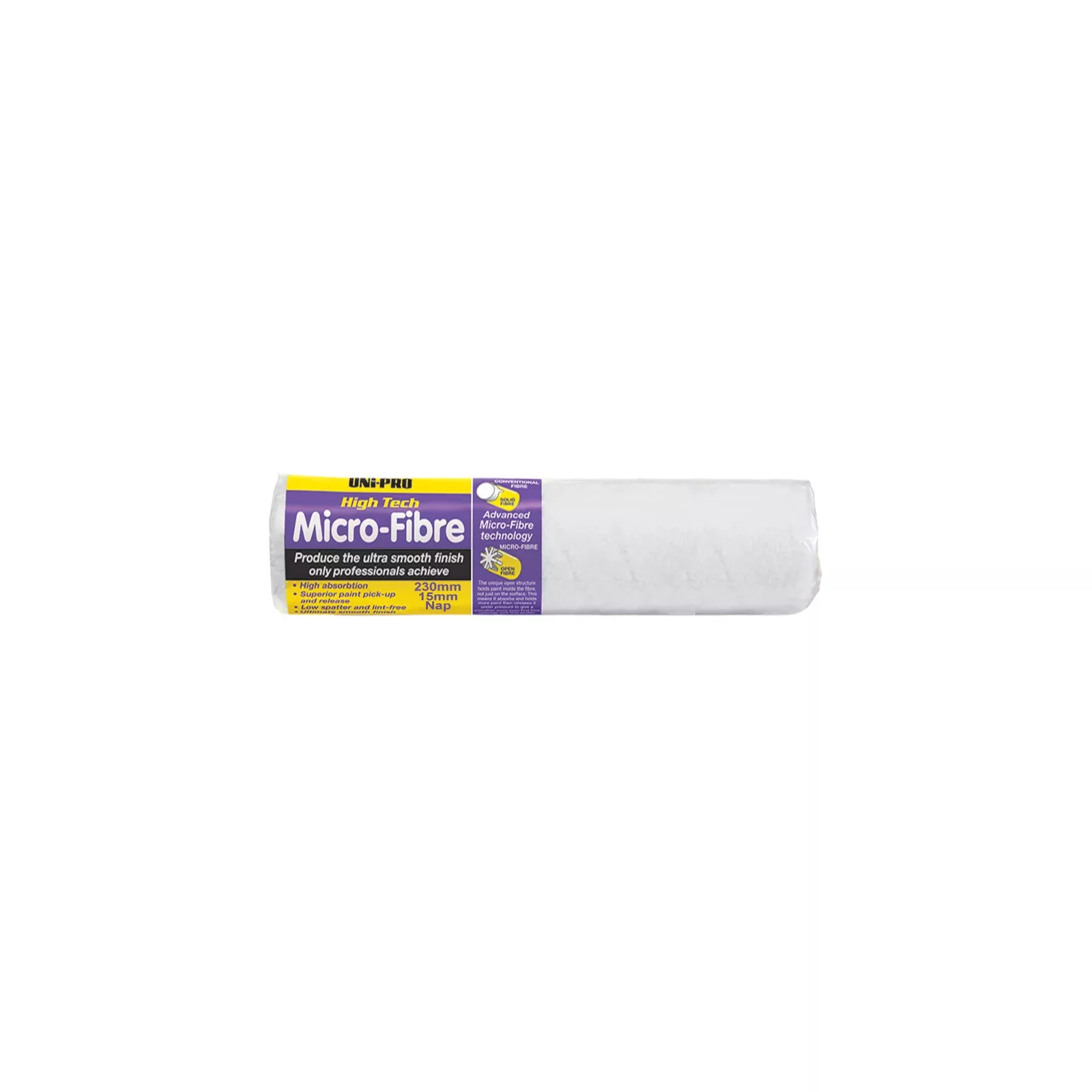 UNi-PRO High Tech Micro-Fibre 230mm Roller Cover 15mm Nap Smooth Finish