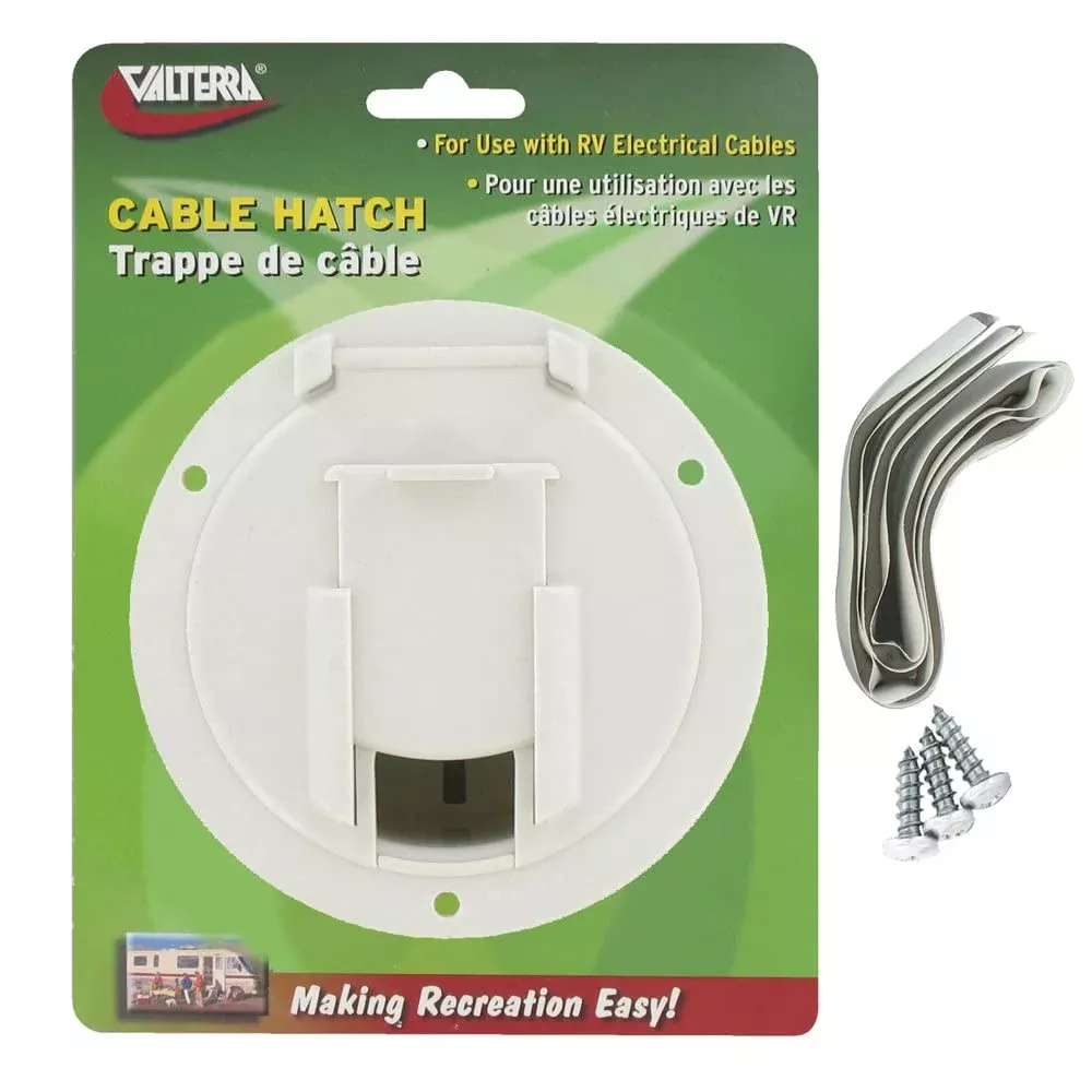 Valterra A10-2137Vp Medium Round Cable Hatch – White