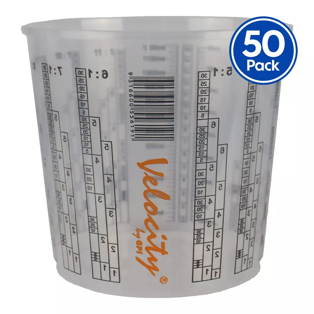 VELOCITY Calibrated Graduated Paint Mixing Cups 1200ml x 50 Pack VM1