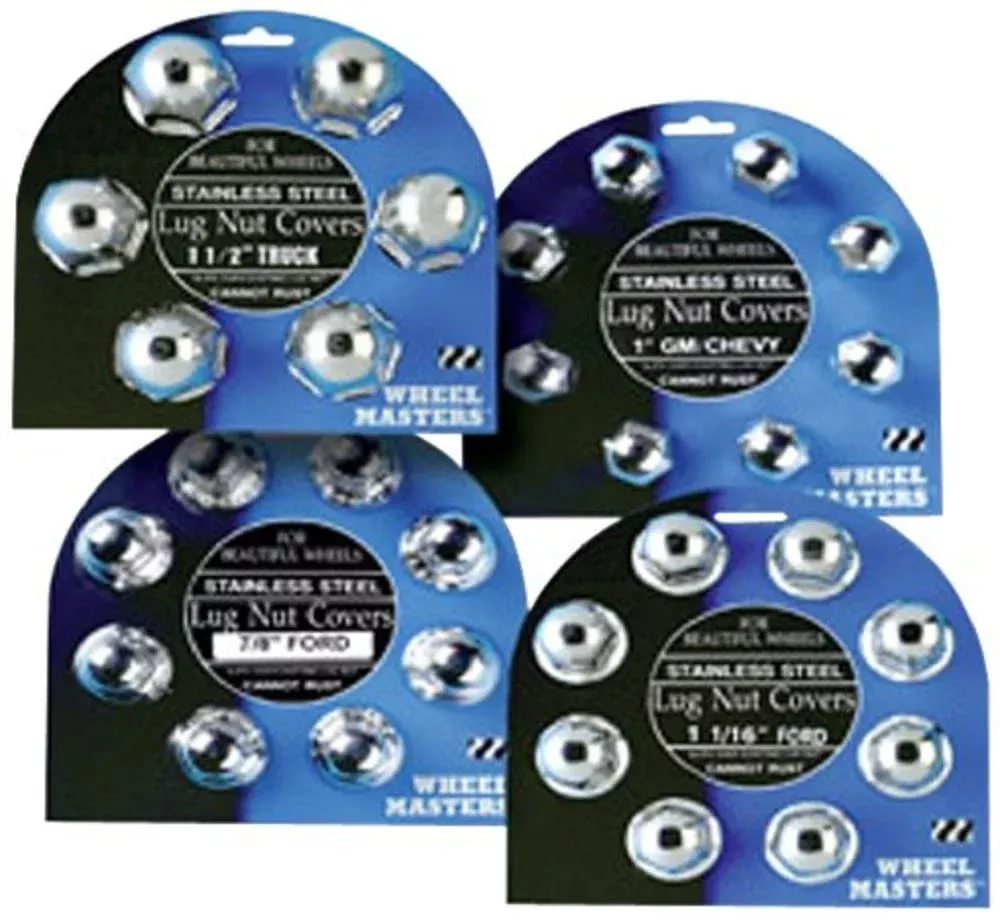 WheelMaster Stainless Steel Lug Nut Covers, 1.5" - Silver, Pack of 6, Model 8012