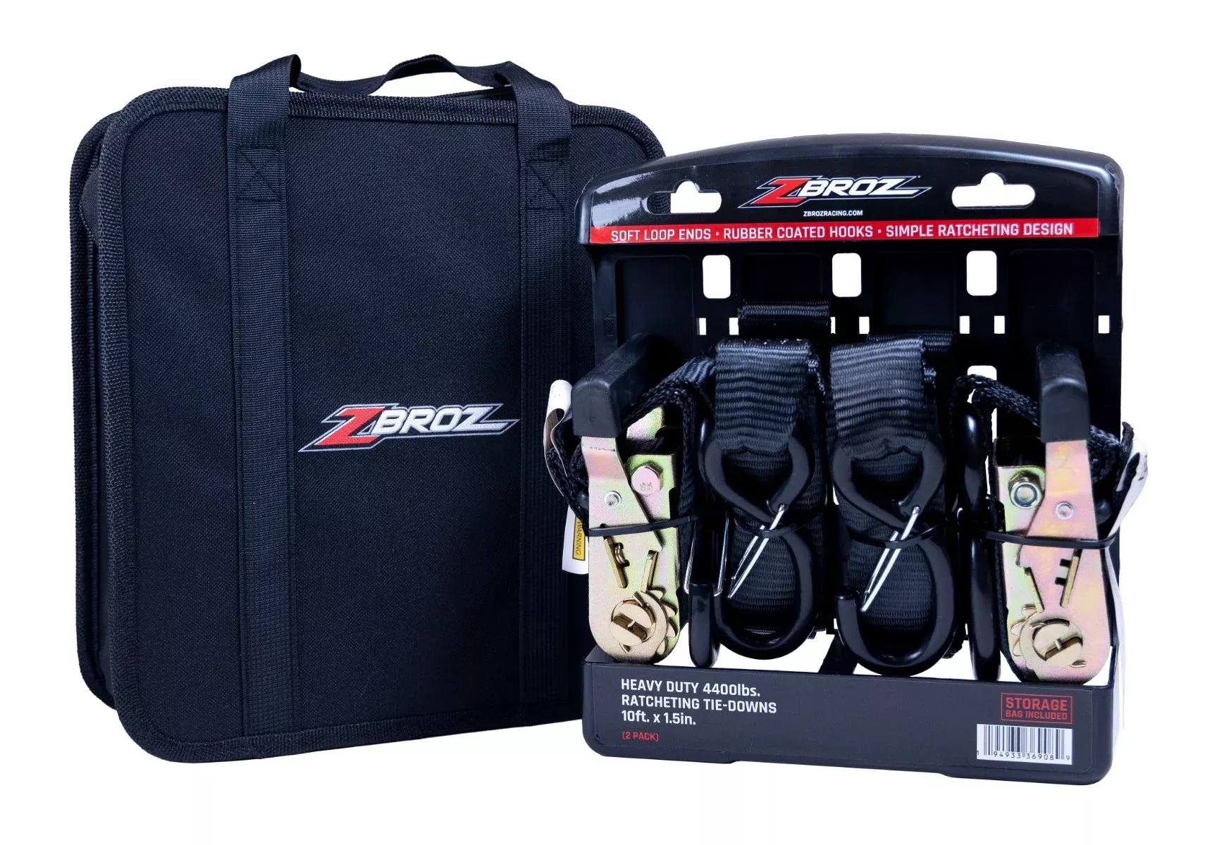 ZBROZ 1.5″ RATCHET STRAPS WITH STORAGE BAG