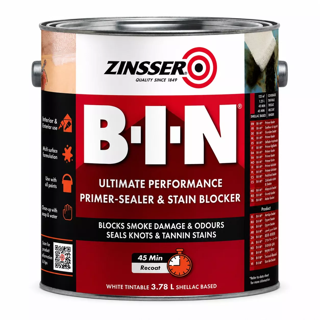 ZINSSER B-I-N Primer Sealer Stain Killer 4L